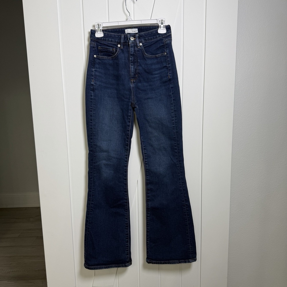 Loft The Curve Slim Flare Women's Jeans Size 25/0 Blue Bohemian Festival